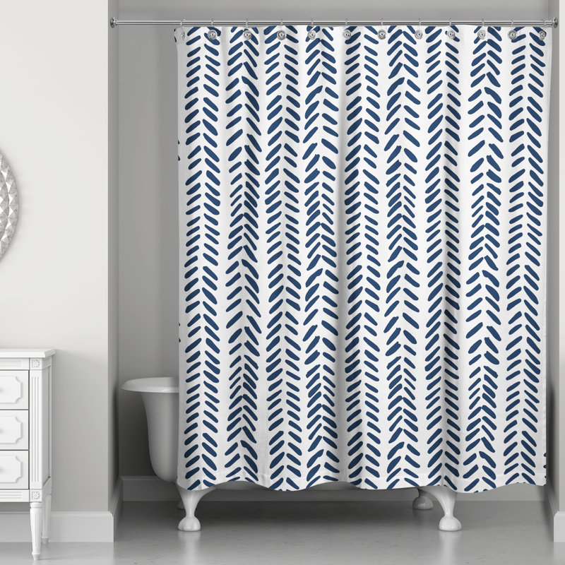 Wrought Studio Ferrao Modern Herringbone Single Shower Curtain